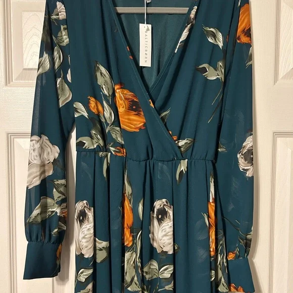 Baltic Born Teal Floral Dress XL NWT - Picture 3 of 9